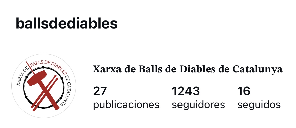 Perfil d'Instagram de la Xarxa de Balls de Diables de Catalunya